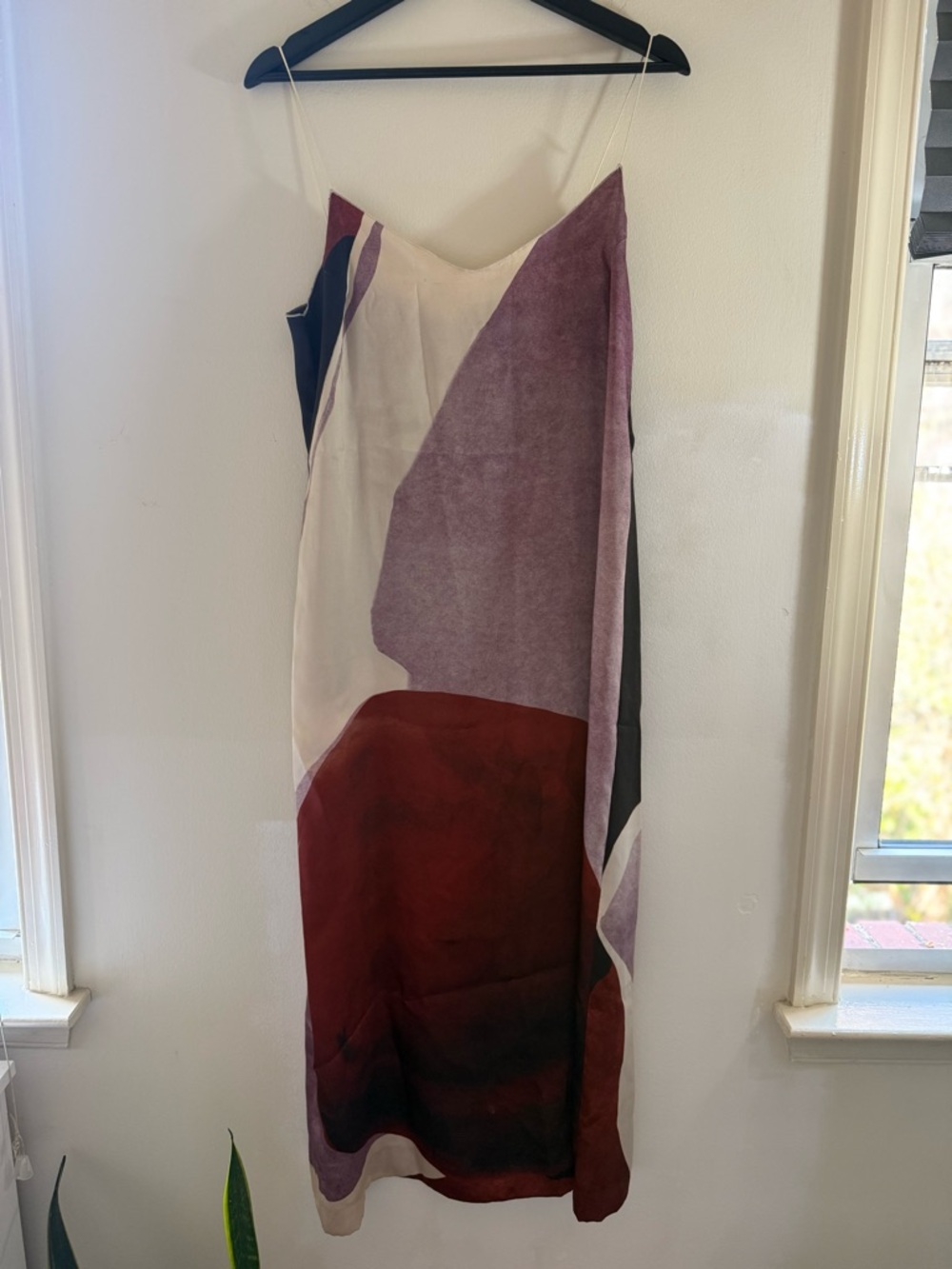 Mango Colorblock Slip Dress — Burgundy, Mauve, Cream, Black